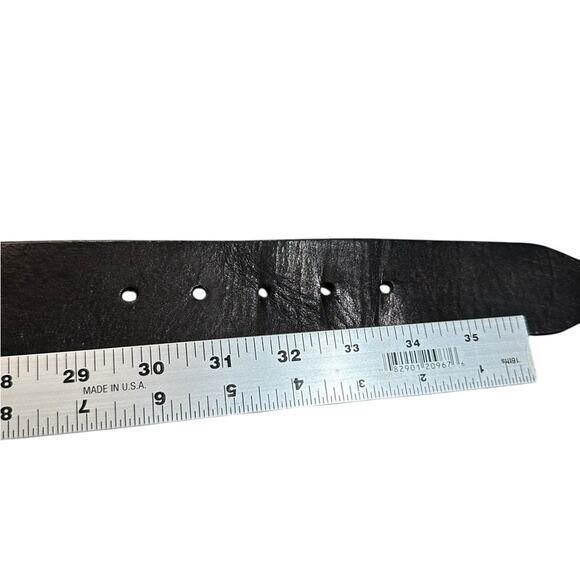 Fossil Men's Size 32 Black Wide Leather Belt Silver Buckle - Picture 5 of 9